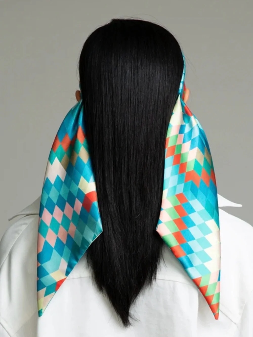 Eugenia Kim Black Silk Scarf with Beige Floral & Orange Butterfly Motif